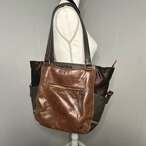 The Sak Leather Patchwork Tote Bag Boho Slouchy Shoulder Purse